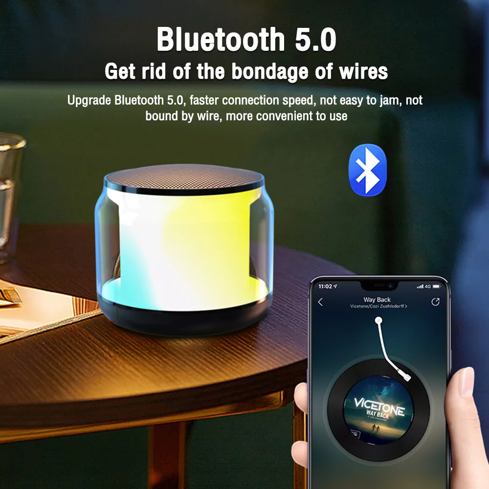Portable Wireless RGB Colorful Light Transparent Speaker Mini Smart Speaker