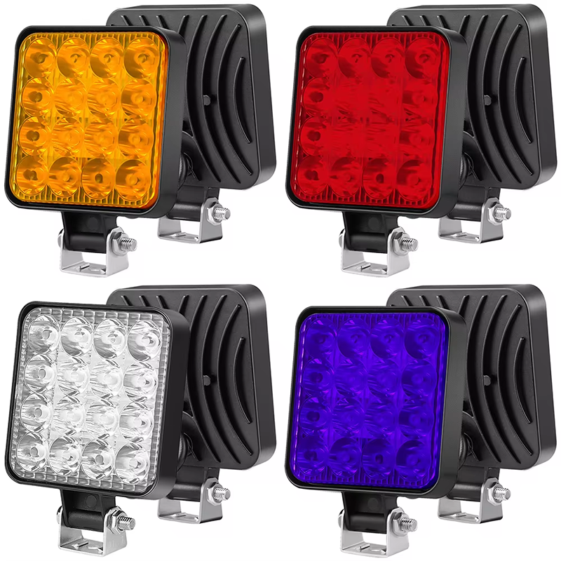 1pc 48W Work Light Headlight 12V-48V Waterproof Led Work Light Bar Square Spotlight For SUV Truck Off Road Night Driving Light