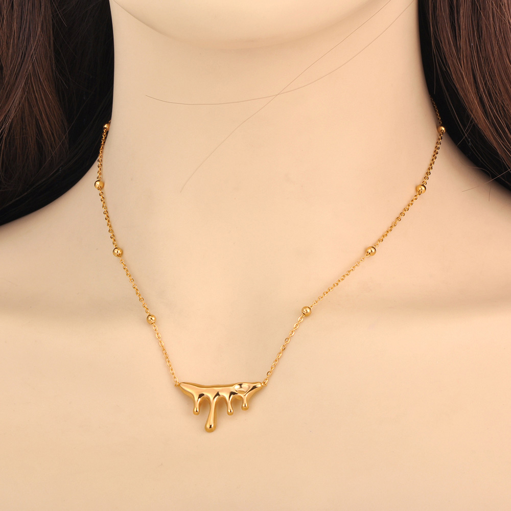 JeeMango Stainless Steel Accessories Statement Irregular Geometric Pendant Necklace for Women New Design Fashion Jewelry JN24068