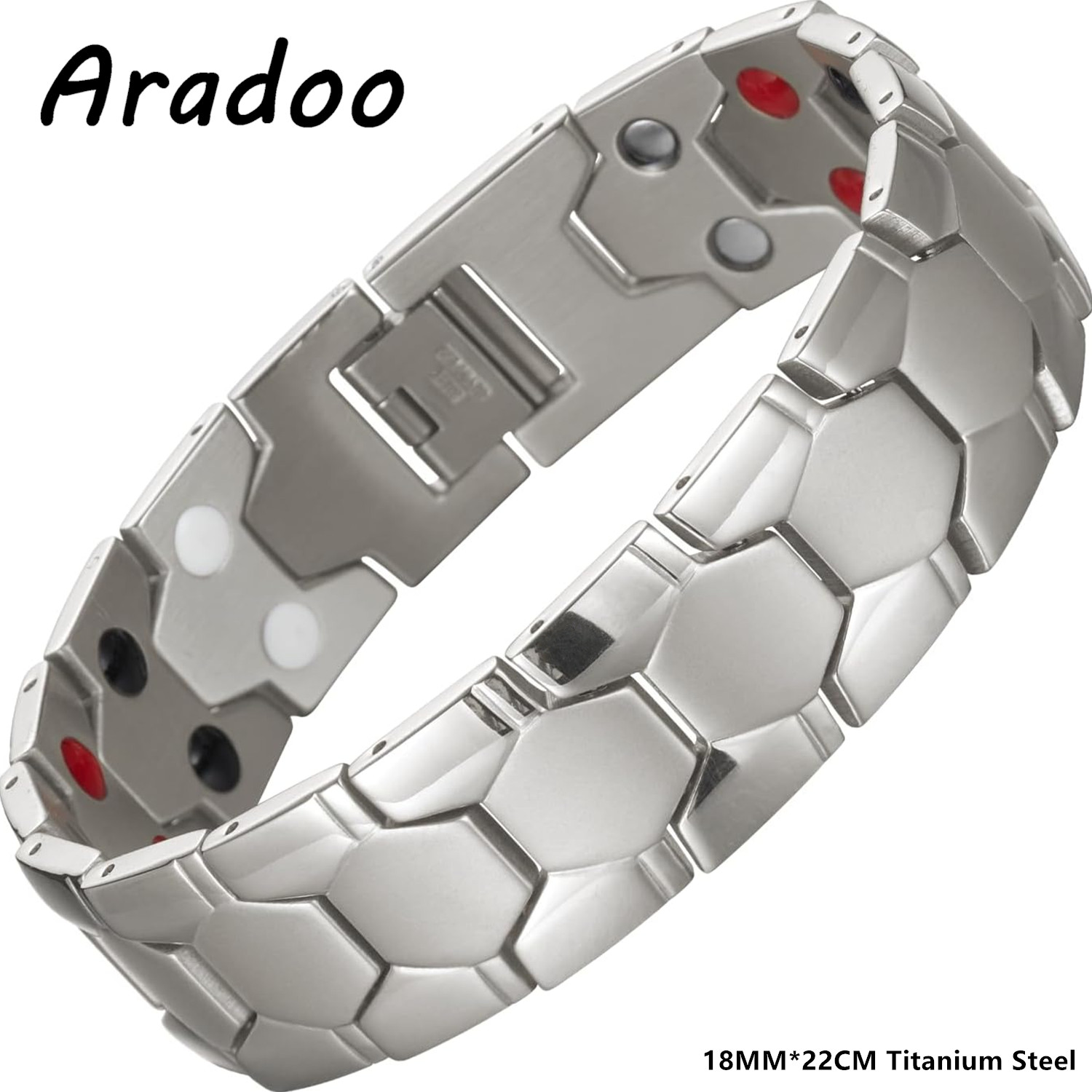 ARADOO Honeycomb Design Bracelet for Men Titanium Steel Minerals Wristband