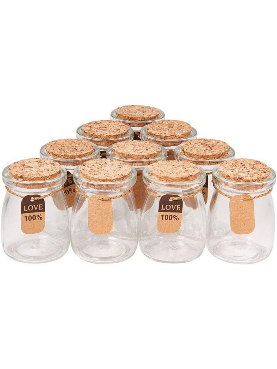 10 Pack Glass Wedding Party Favor Jars with Cork Lids Label Tags and String for Candy Spices Seashell Collection Candle Making