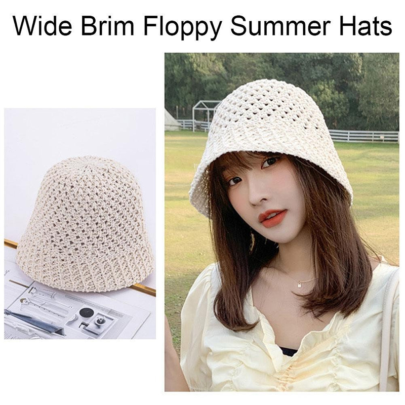 New Girls Sun Hat Wide Brim Floppy Summer Hats For Women Beach Panama Straw Dome Weave Bucket Hat Femme Shade Hat Women Hats