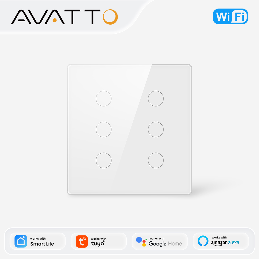 AVATTO Tuya WiFi/Zigbee Smart Touch Switch Brzil Stand 4/6 Gang Smart Light Switch Wall Button Smart Life For Alexa Home lightify
