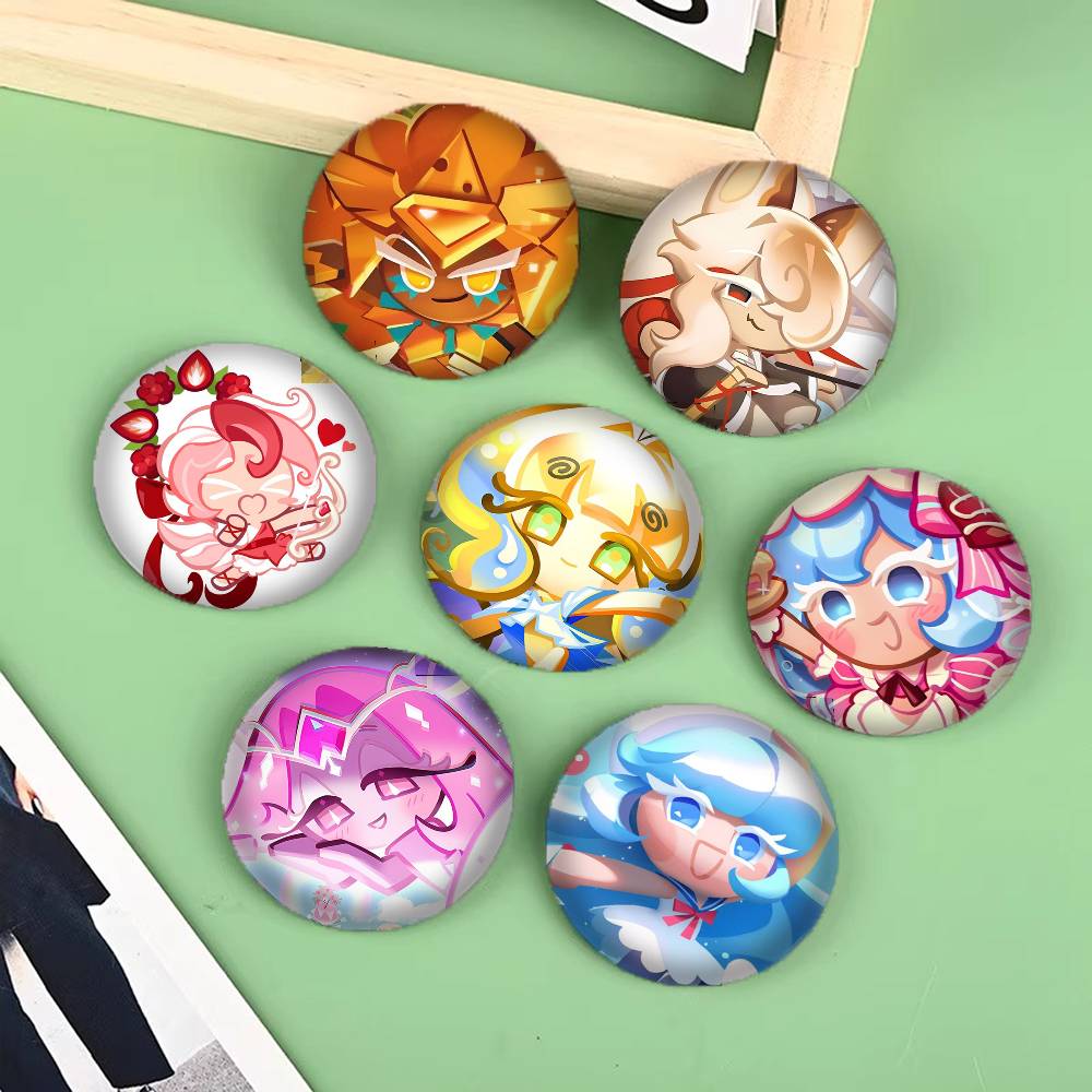 1pc Cute Cartoon Game CRK Eternal Sugar Cookie Badges Anime Round Laser Badge Cartoon Brooch Clothes Backpack Accessories Lapel