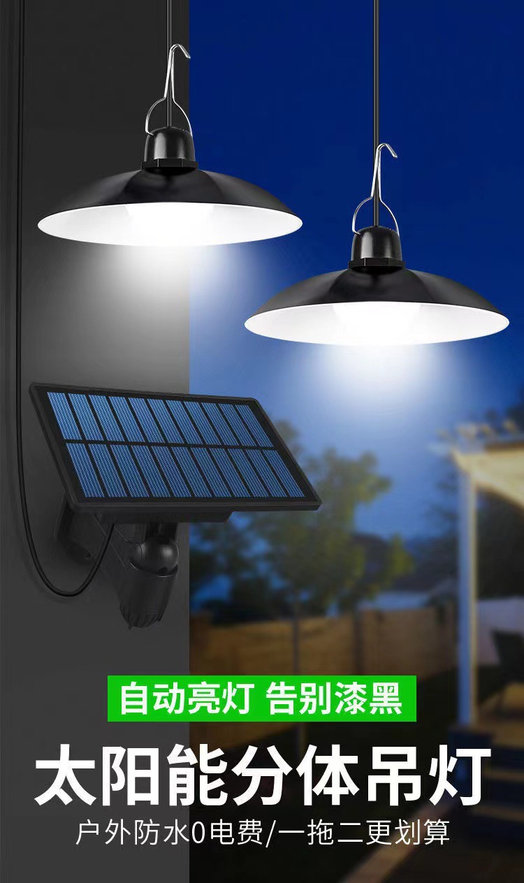 Solar Pendant Light 1 Drag 1/1 Drag 2 LED Solar Powered Lamp with Remote Control Chandelier Camping Outdoor Garden Hanging Light