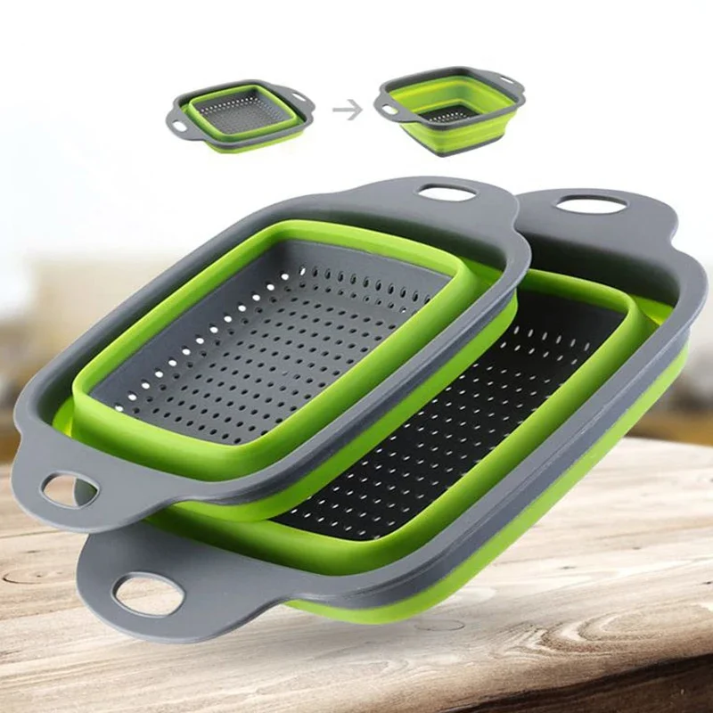 NEW Foldable Vegetable Washing Basket Vegetable Fruit Filter Portable Colander Collapsible Drainer Kitchen Accessories Gadgets