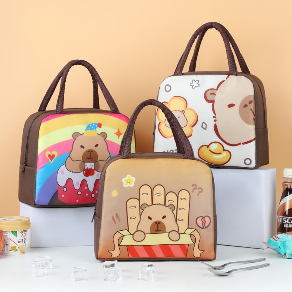 Cute Oxford Cloth Capybara Lunch Bag 10 Colors Cartoon Pattern Cartoon Lunch Bag Portable Ice Pack Kids s