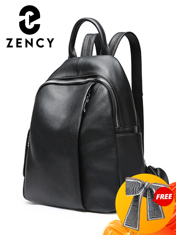 Zency Anti-theft Designer Women Classic Backpack 100% Genuine Leather School Bag For Girls Daily Casual Travel Bag Knapsack