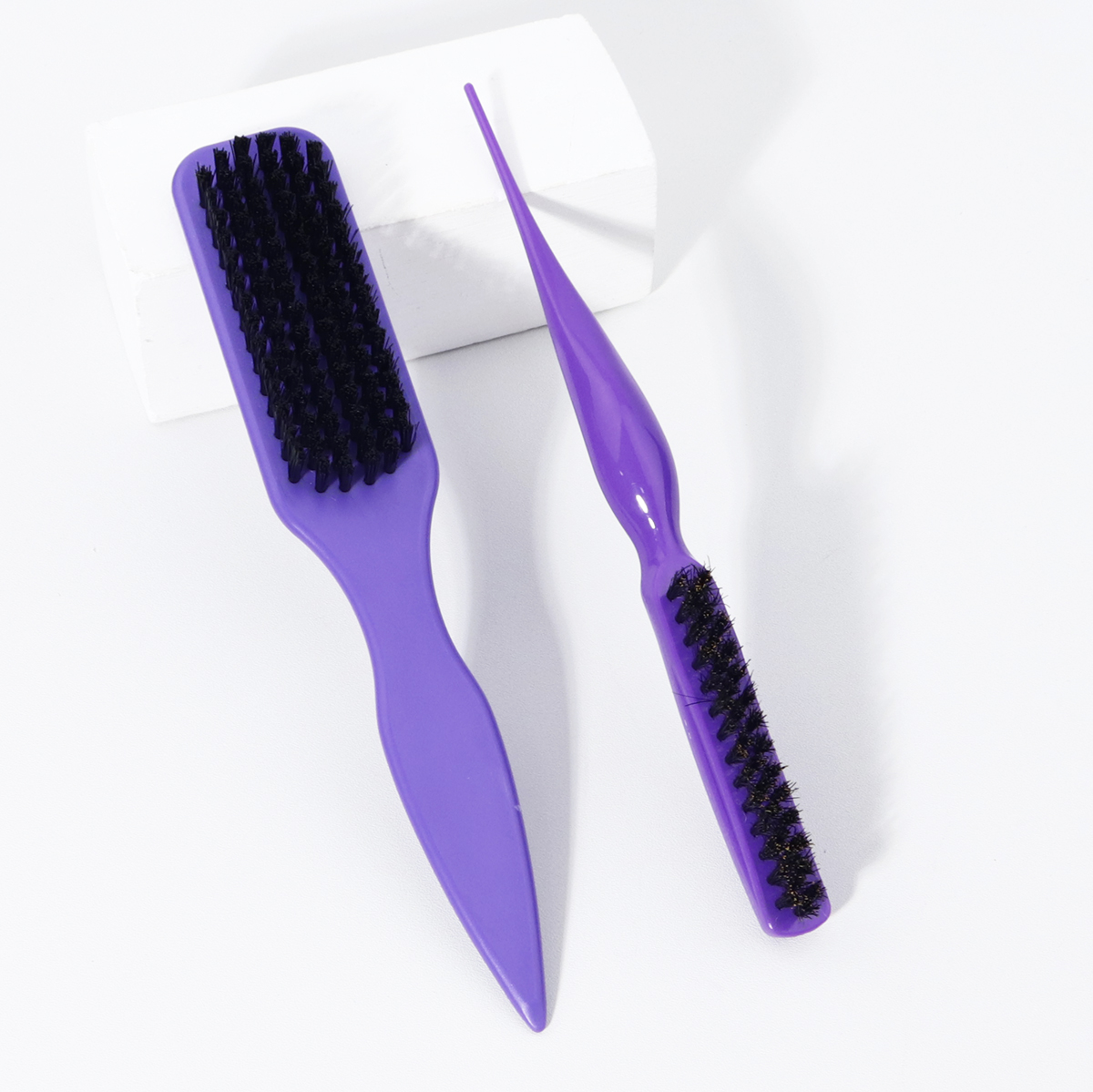 2pcs hair styling tool set, seahorse shaped edge control hair brush, plastic pointed tail beard brush,Special for real hair