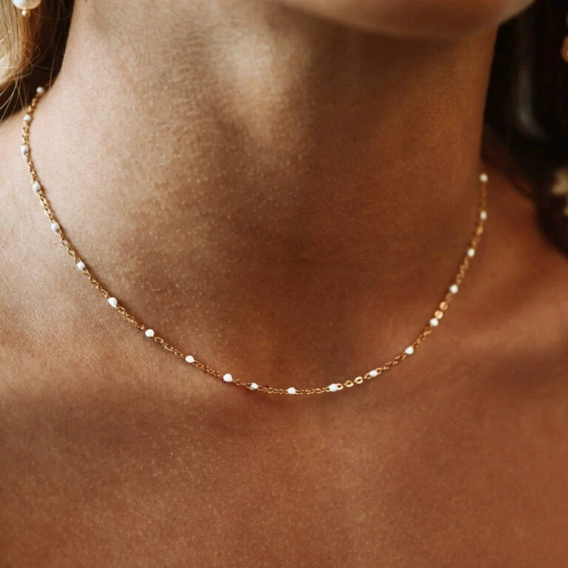 2026 New Bohemia Black Beaded Chain Necklace For Women Simple Fashion Enamel Beads Clavicle Choker Necklaces New