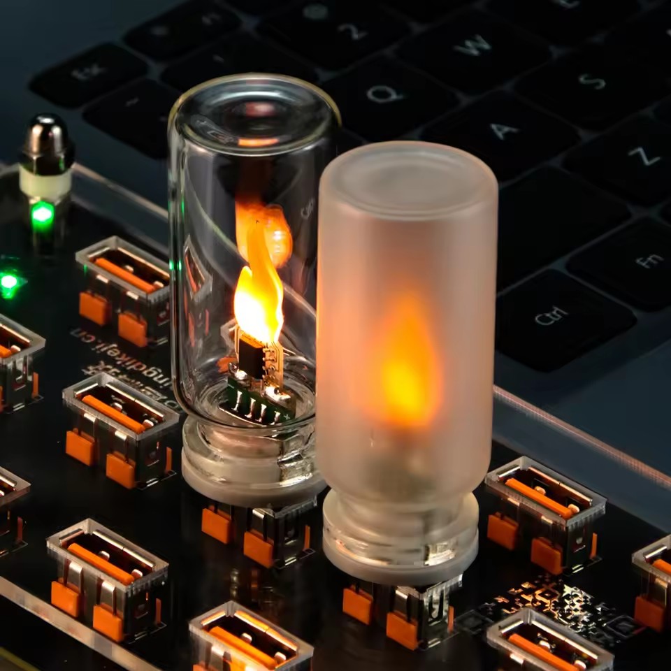 LED simulation fireplace flame atmosphere lamp car desktop USB flame effect candle creative portable night light decoration