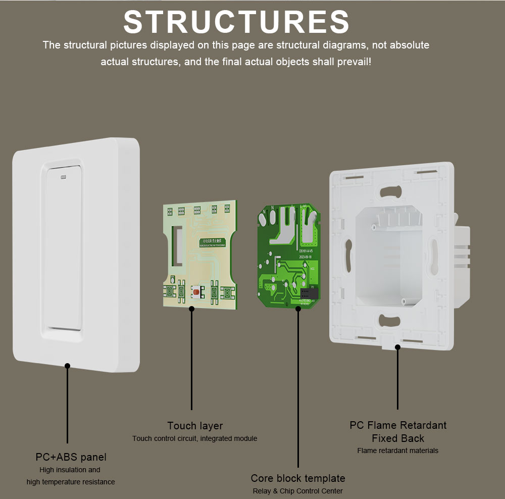 Tuya Smart Life APP Controlled 40A Touch Water Heater Switch Voice Control Timer Glass Panel Wall Switch