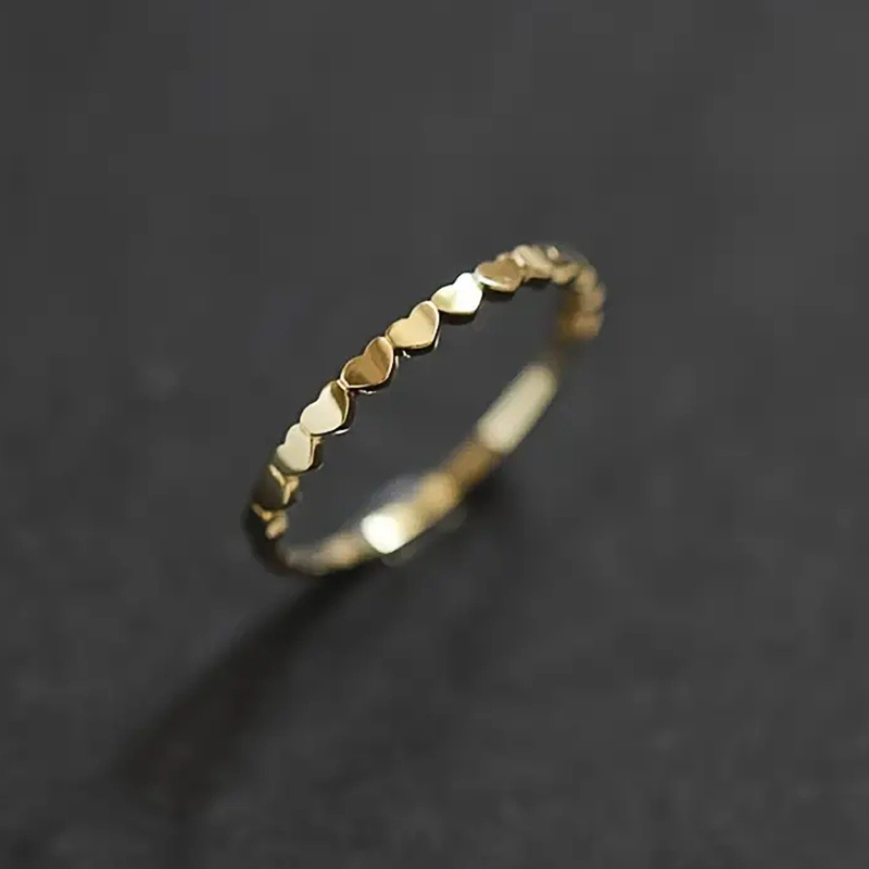 Huitan Simple Stylish Hearts Rings for Women Metal Silver Color/Gold Color Minimalist Love Rings Statement Jewelry Drop Shipping