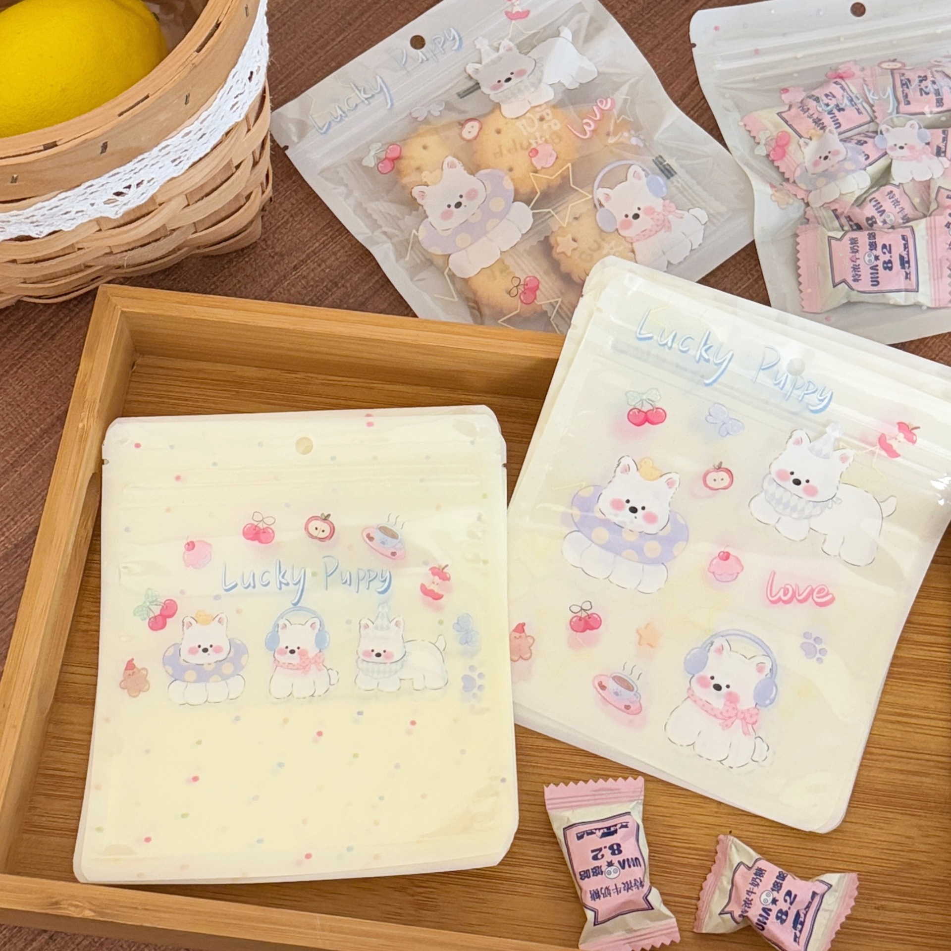 10 Pcs Cute Puppy Self Sealing Bag Transparent Gift Bag Hand Account Jewelry Packaging Bag Storage Bag