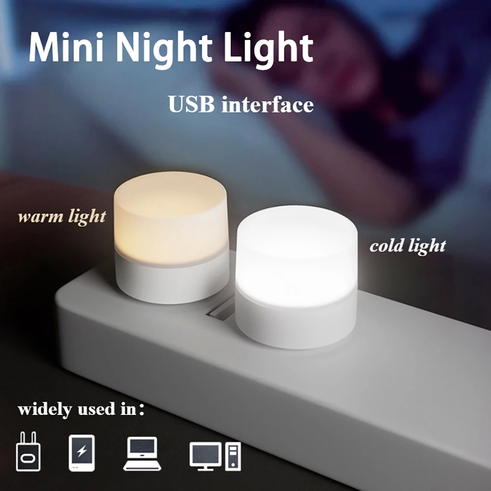 3/5/10/20PCS LED Table Lamp Lights Room Plug Usb Light Night Mini Book Reading Decorating Warm White Eye Protections Bedroom