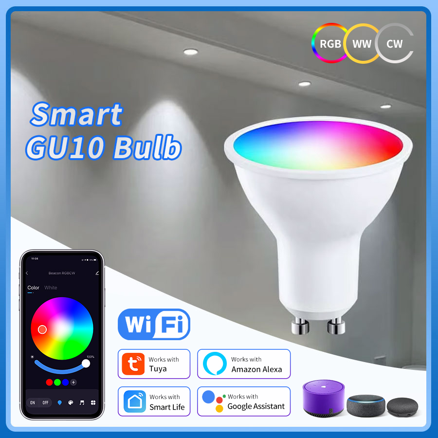 9W 7W 5W 220V 110V Tuya Smart WiFi GU10 LED Bulb Spotlight Alexa Lamp RGBCW Smart Life App Remote Works with Echo Home