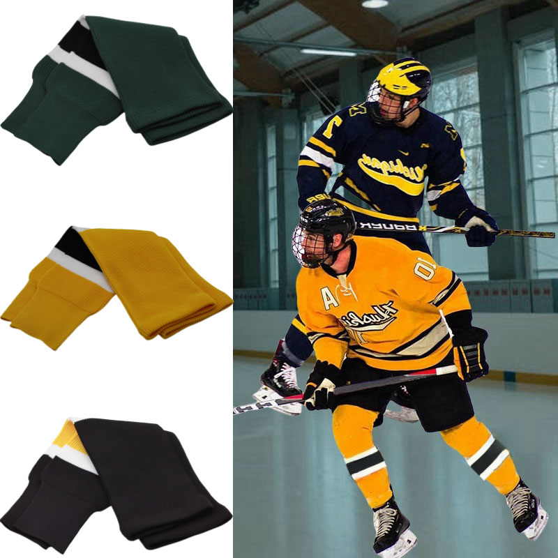 1pair Ice Hockey Socks Men's Sports Socks Ice Hockey Wool Leg Protectors Ice Hockey Training Set Warmth Foot Protection