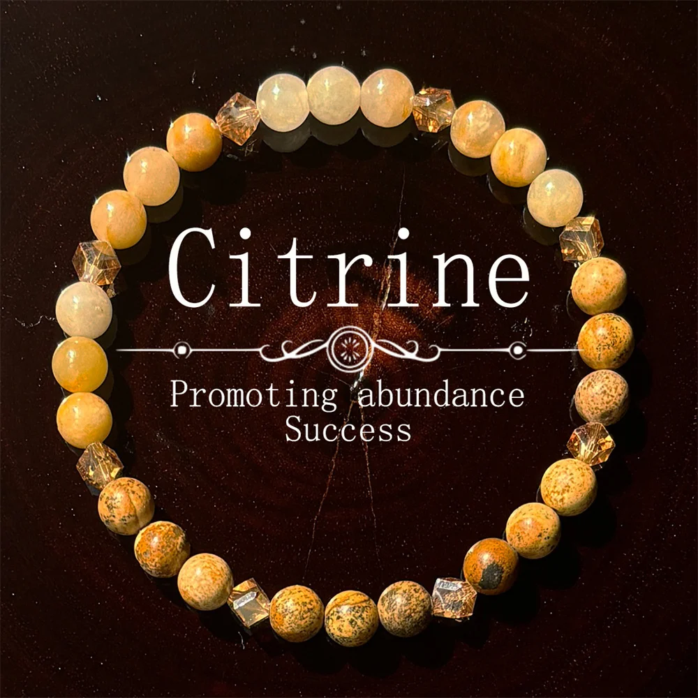 New 1 Citrine Natural Stone Bracelet Promotes Abundance and Success Unisex Handmade Jewelry 6mm