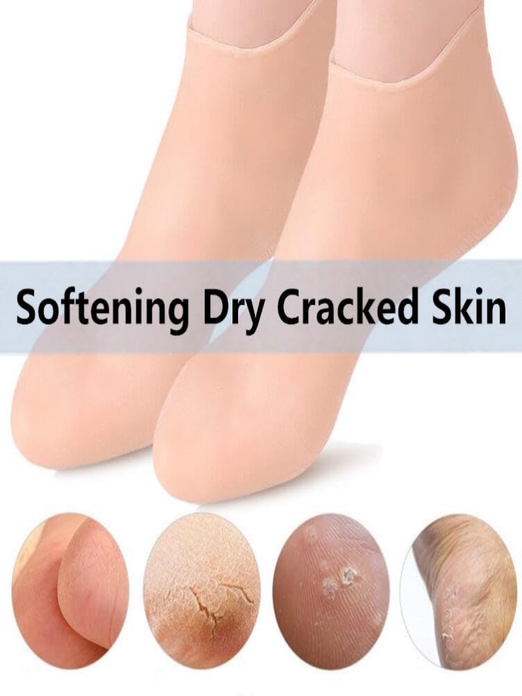 Moisturizing Socks for Women and Men 2 Pairs Silicone Gel Socks Overnight Spa Socks Silicone Heel Sock for Repairing Dry Feet