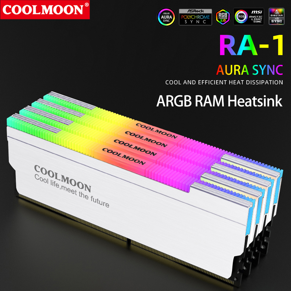 TEUCER ARGB Aluminum Memory Cooling Heat Sink with Thermal Conductive Pad for PC DDR2/DDR3/DDR4/DDR5 Desktop RAM Cooling Kit
