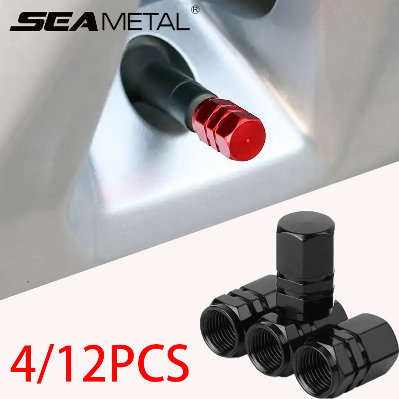 SEAMETAL 4/12Pcs Tire Valve Stem Caps Aluminum Alloy Nipple Wheel Caps for Car Motorcycle Bicycle Decorative Tires Accessories