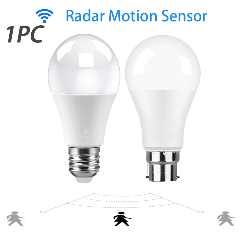 1pc Motion Sensor LED Bulb 6W 9W 12W 15W 18W 20W E27 Radar Sensor Light Lamp Lamparas 220V For Home Stair Pathway