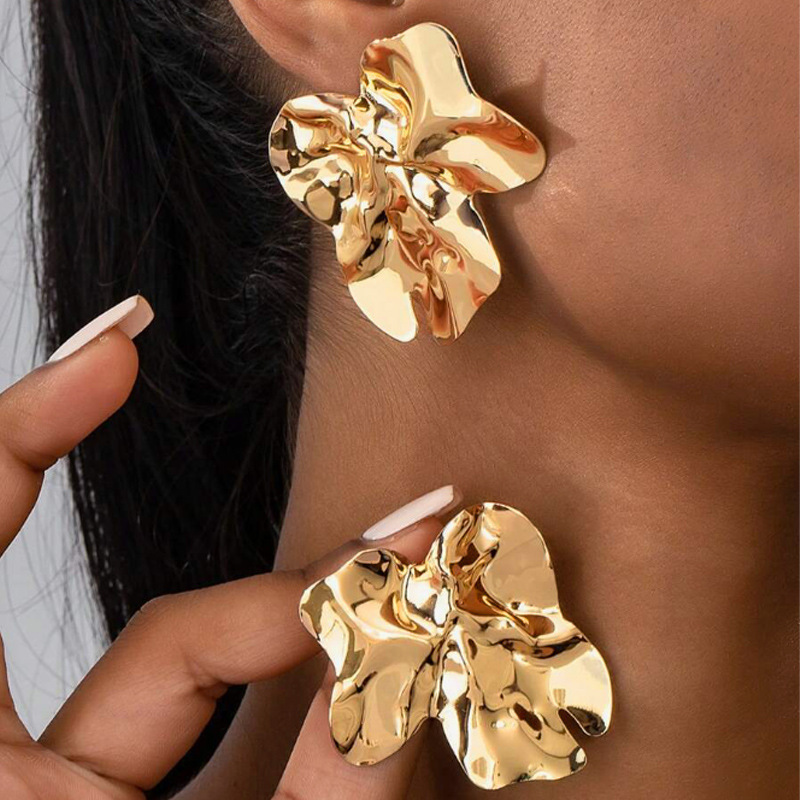 1 Pair Large Geometric Metal Irregular Stud Earrings for Women Punk Big Exaggerated Heavy Statement Earrings Ins Fashion Jewelry
