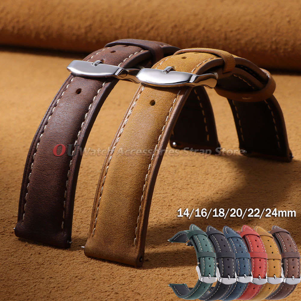 14mm 16mm 18mm 20mm 22mm 24mm Vintage Leather WatchS trap for for for Quick Release Men Women Soft Watchband