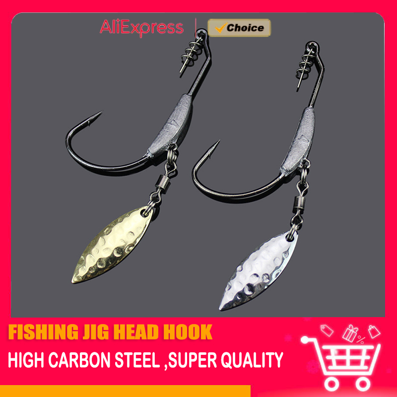 3Pcs 2G 3G 4G Jig Head Fish Hook Spin Lock Pin Spinner For Soft Fishing Bait Of Carbon Steel Hooks,Fishing Hooks