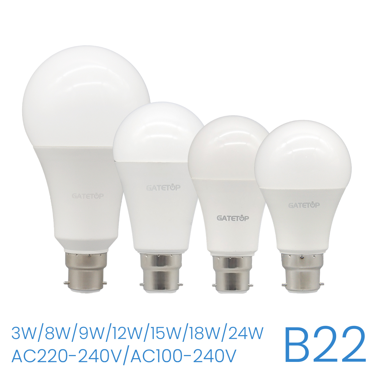 4Pack No Flicker B22 LED Bulb Lamp AC 220V 110V No Flicker 3W 8W 9W 12W 18W 24W Warm Lighting for Home Derection Lamparas Leds