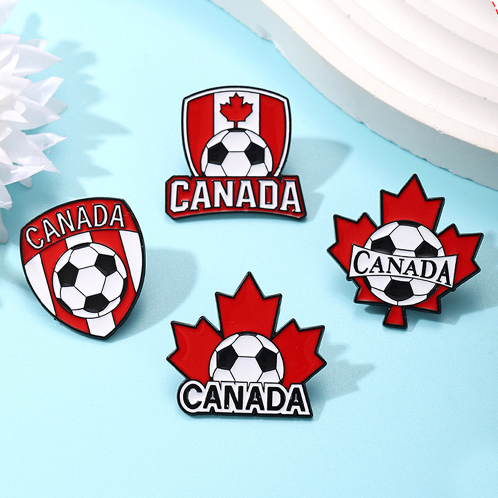4Pcs Canada Soccer Enamel Pins Set Maple Leaf Football Sport Team Metal Brooch Badge For Backpack Fans