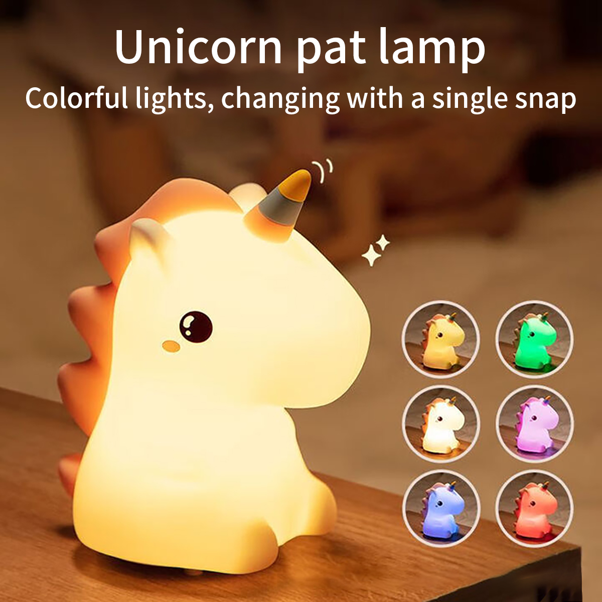 1Pcs Unicorn Novelty Cute Night Light, Led Decorative Light, 7 Adjustable Colors, Touch Control, Suitable for Bedroom, Room, Bedside Sleep Light, Small Table Lamp, Desktop Night Light, Portable Room Decoration Light, a Favorite for Girls