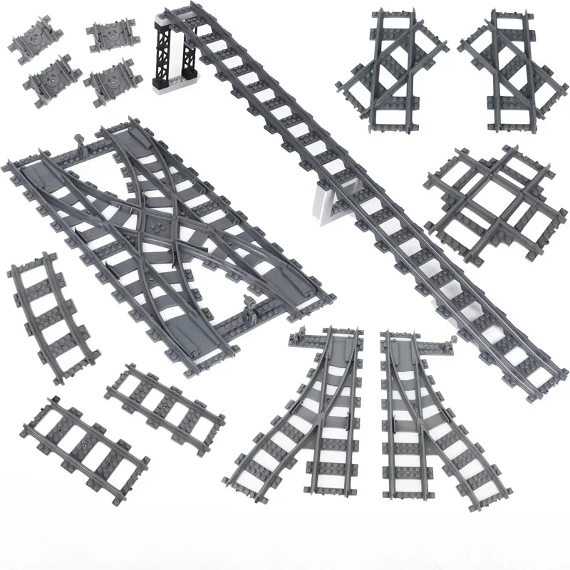 Wange 100g City Train Rail Building Blocks Moc Straight Curved Tracks Compatible with 53400 53401 74746W Bricks Toys