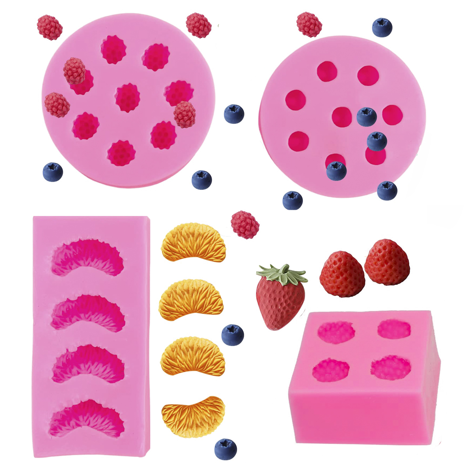 Candle Making Molds Jelly Moulds 3D Fruit Mould Silicone Chocolate Fondant Mould For Diy Wax Candles, Soap, Cake, Cupcake Topper