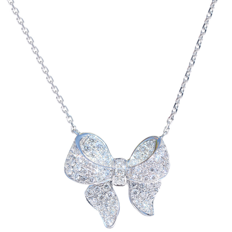 Huitan Elegant Women Engagement Necklace Aesthetic Flower Pendant Accessories with Brilliant Zirconia Bridal Wedding Jewelry
