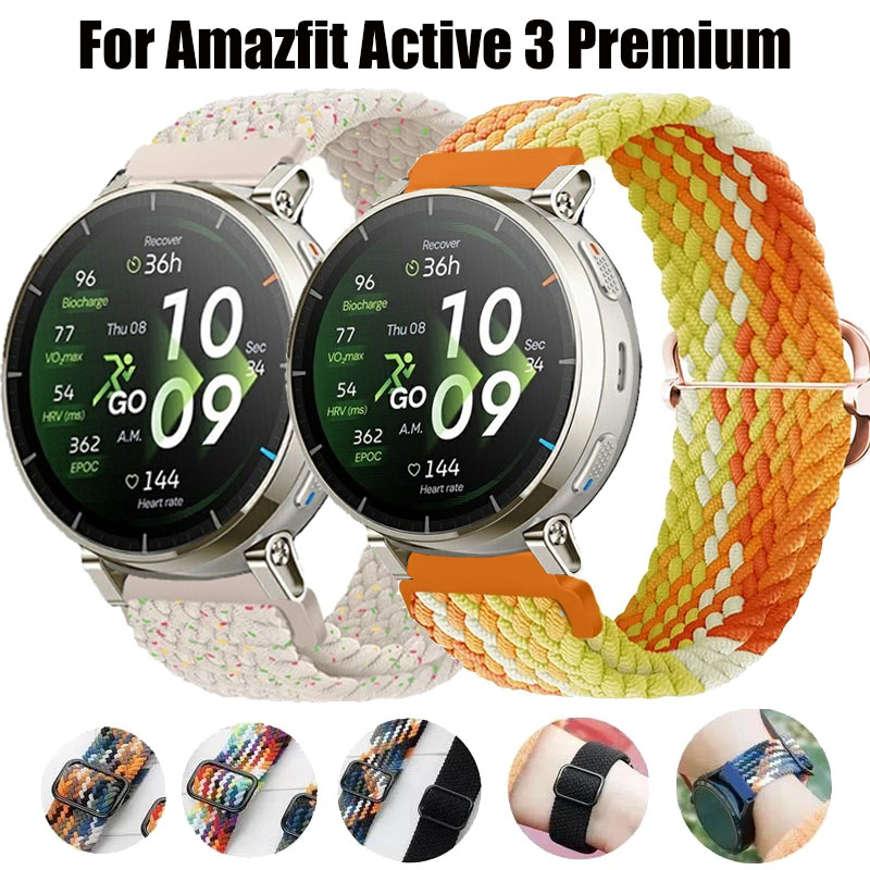 22mm 20mm Sport Braided Nylon Loop For Active 3 Premium/Active 2/Active Max/Balance 2/Bip 6 5 3/GTR/GTS 4 3 2 WristBand