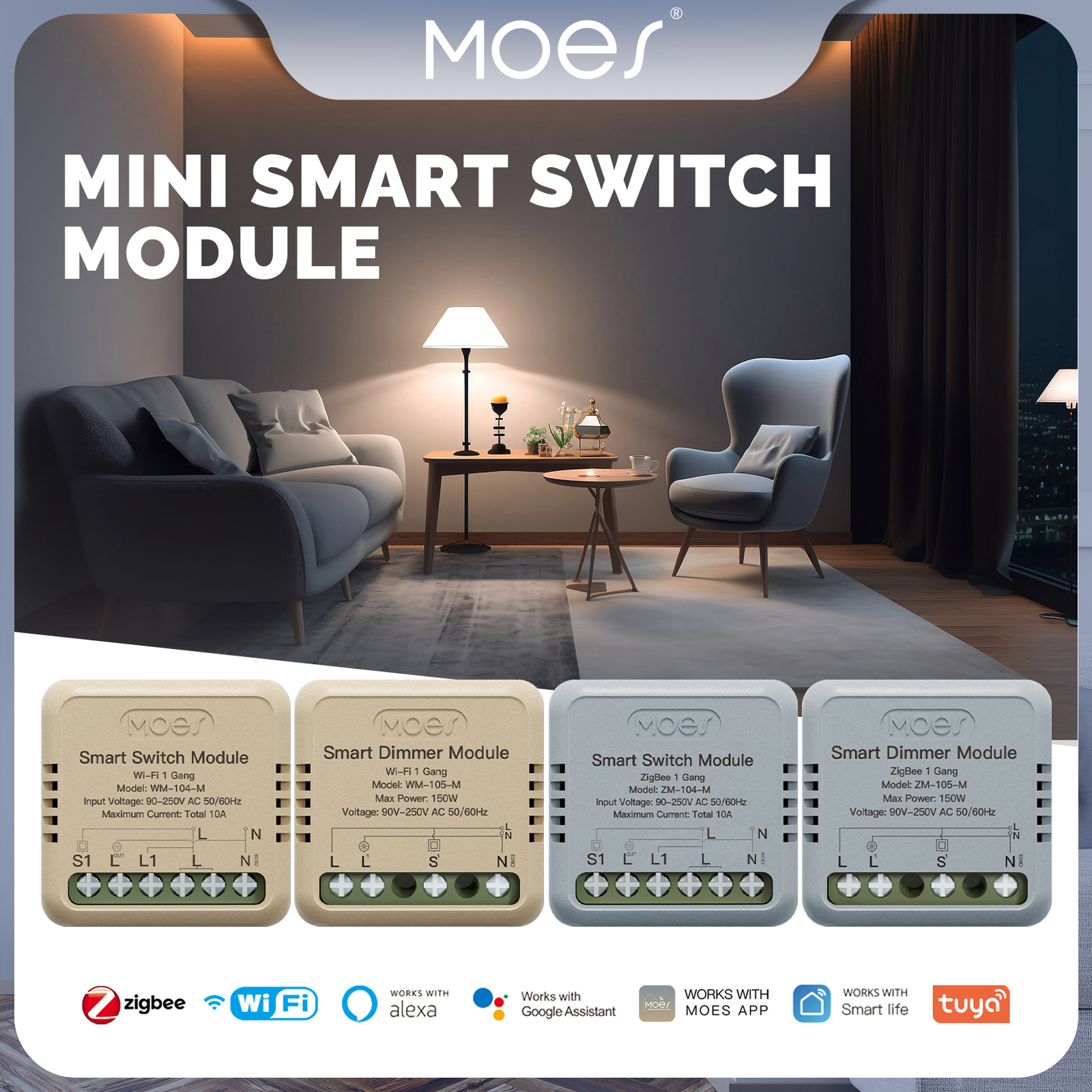 Tuya Wifi&ZigBee Smart Dimmer Switch Module 2 Way Dimmable Light Switch APP Remote Control Work With Alexa Home