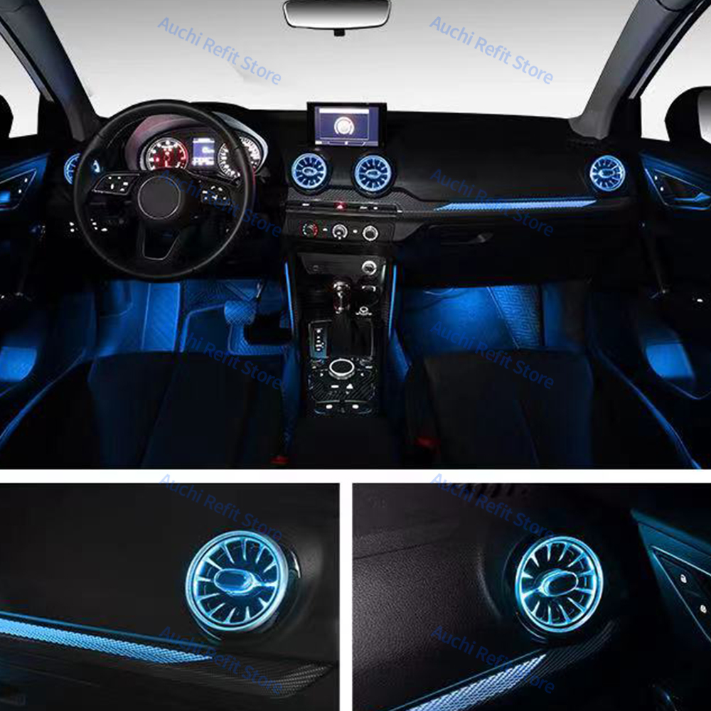 256 Colour LED Vent For Audi Q2 2017-2023 Car Interior Decorative Lamp Turbine Air Conditioner Outlet Nozzle Ambient Light Refit