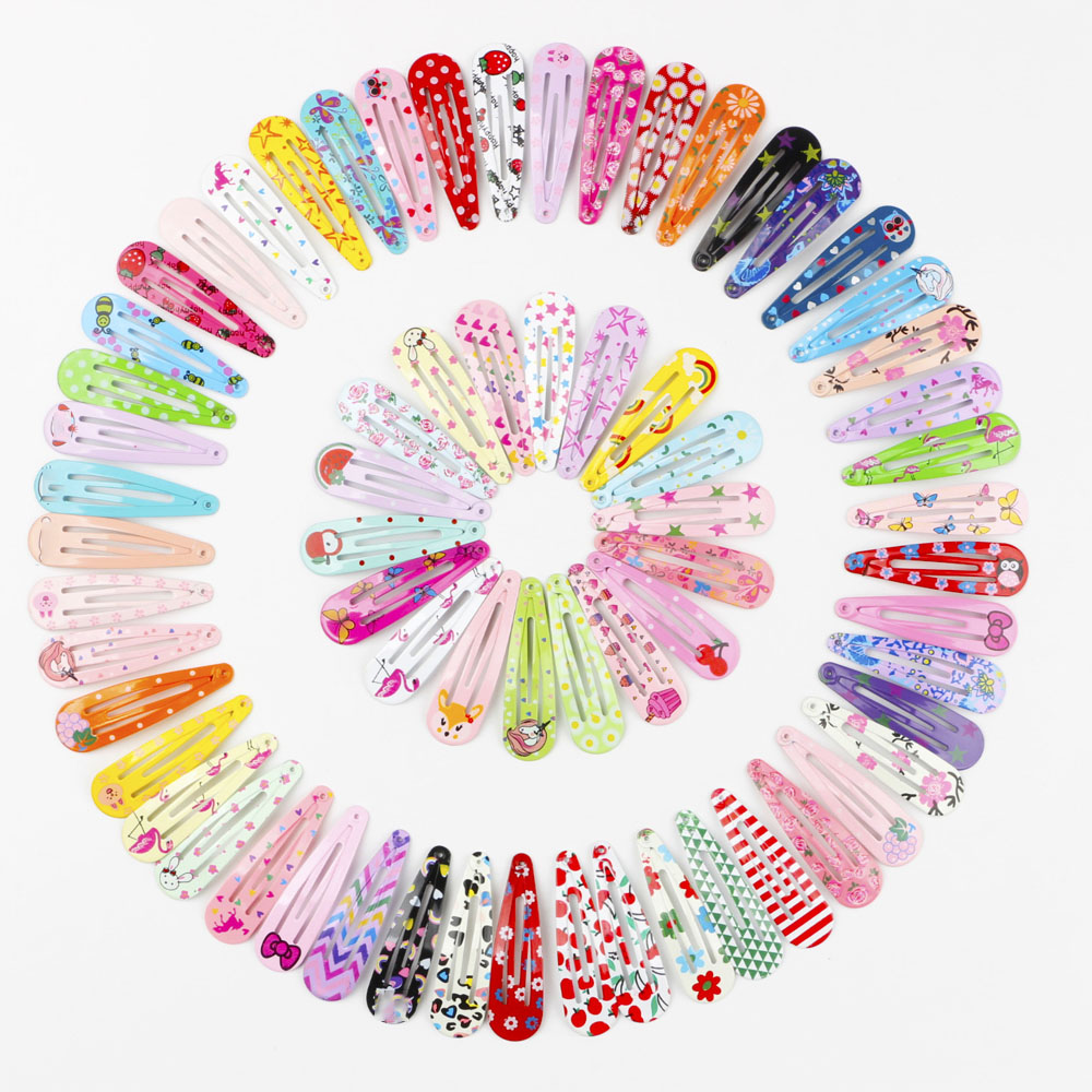 5cm Printed Cute Cartoon Water Drop Bb Clip Fashionable Broken Hair Clip Metal Hair Clip Girl Hair Clip Hair Volume