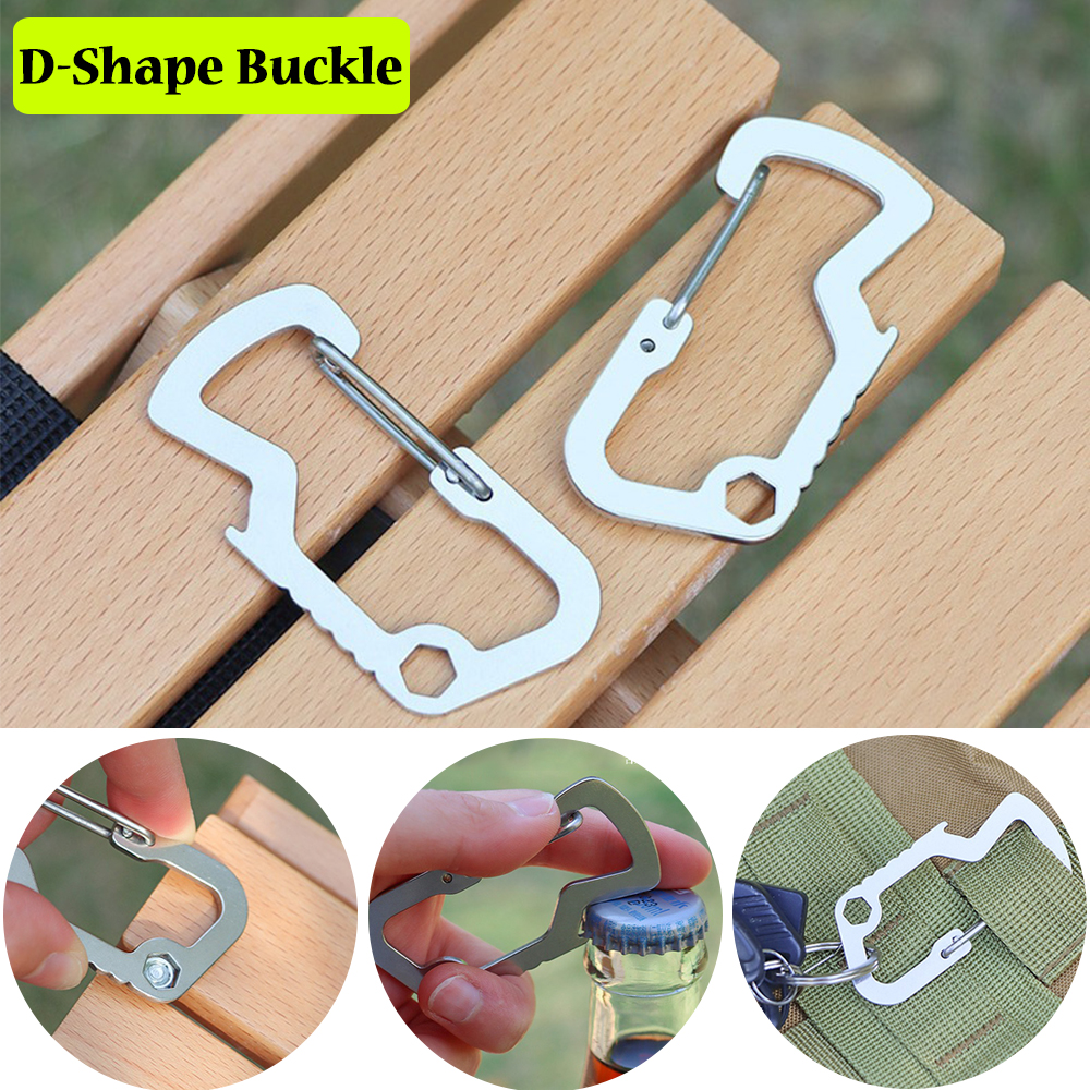 10pcs Multi-function Stainless Steel D-shape Buckle Quick Hook for Allen Key,Bottle Opener,Mountaineering Buckle,Key Chain Hook pen gpt