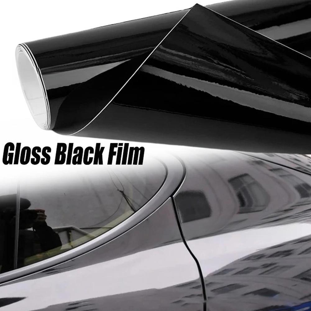1Set Glossy Black Film Glossy Black Film Car Body Adhesive Self Adhesive Paper Motorcycle Bicycle Car Body Color Changing Film