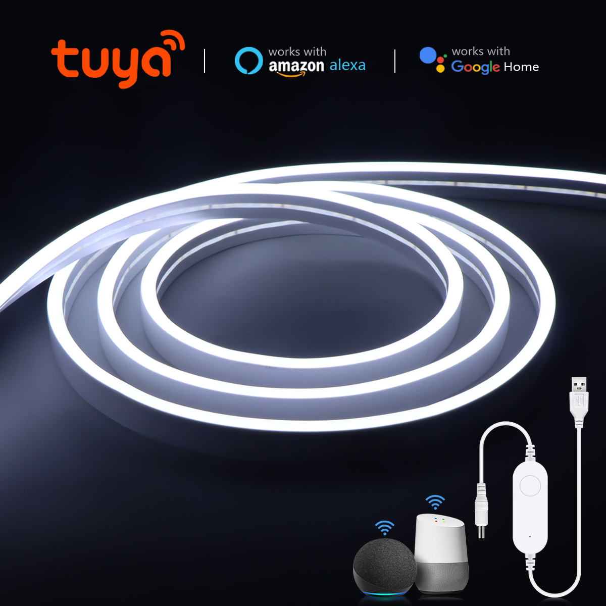 USB Tuya WiFi RGB Neon LED Strip Light 5V 1m 2m Waterproof Dimmable Soft Lamp Decor Lighting F Alexa Assistant Smart Life