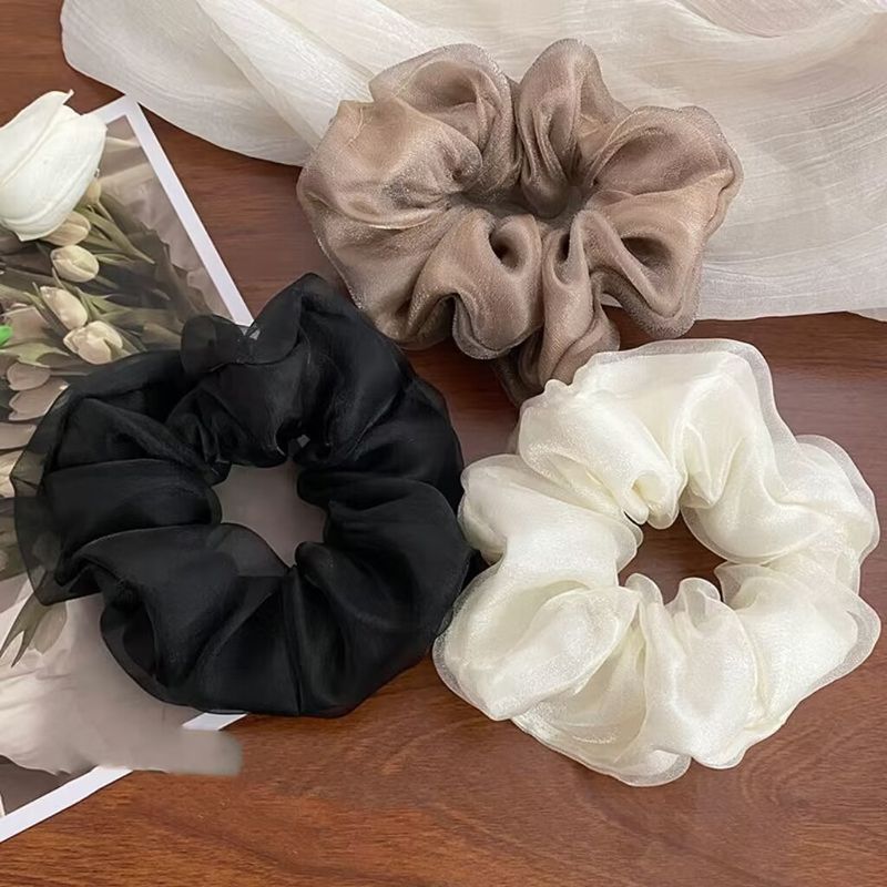 3pcs Solid Color Netting Simple Forest Style Hair Tie Headband High-End Headband Elegant Hairband