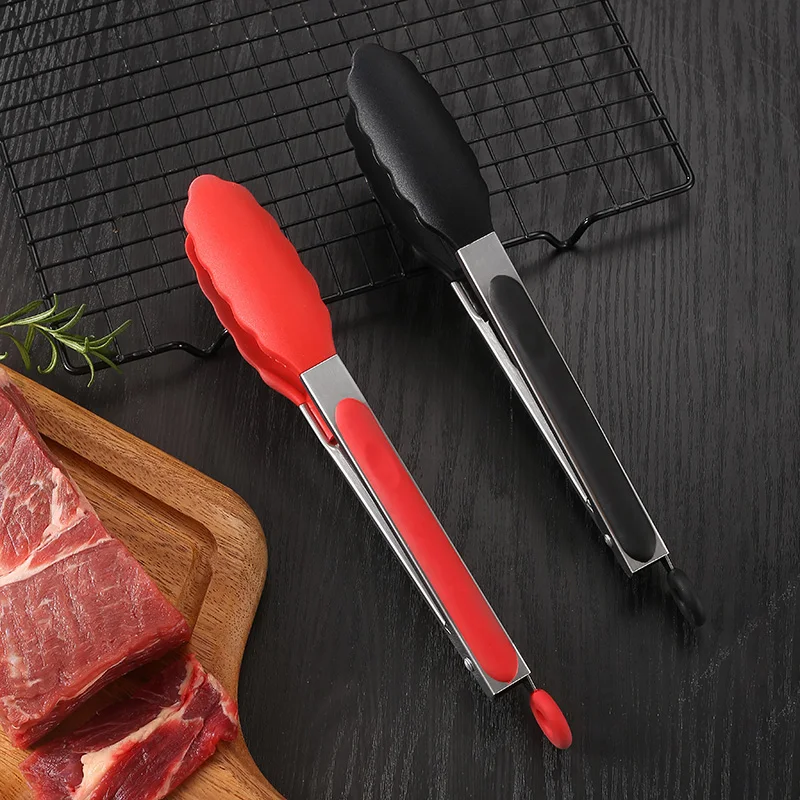 7 Inch Stainless Steel Silicone Food Clip Kitchen Tools Fried Steak Toast Barbecue Tool Food Clip BBQ Clip