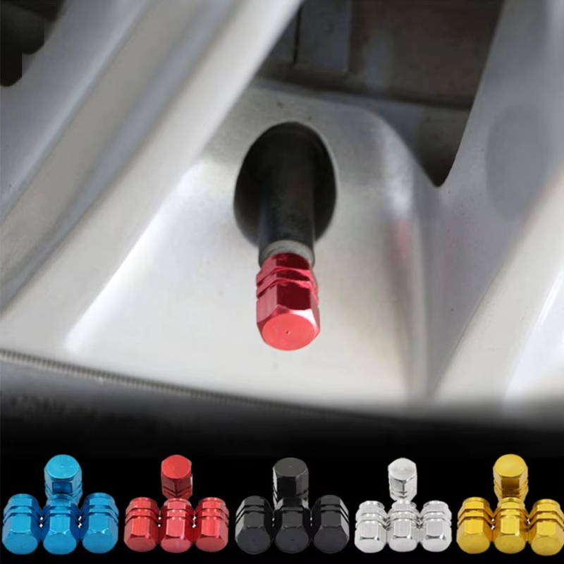 4Pcs Universal Aluminum Car Tyre Air Valve Caps Bicycle Tire Valve Cap Car Wheel Styling Round Red Black Blue Silver Gold