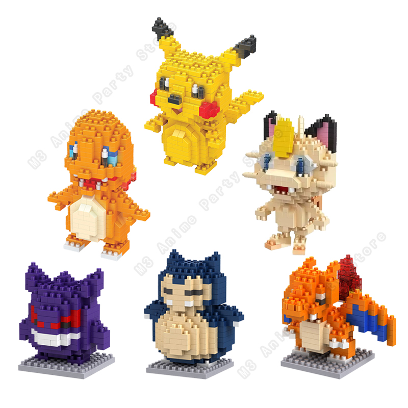 Pokemon Building Blocks Set Pikachu Bricks Block Assembling Micro Anime Gengar Charizard Model Building Toys