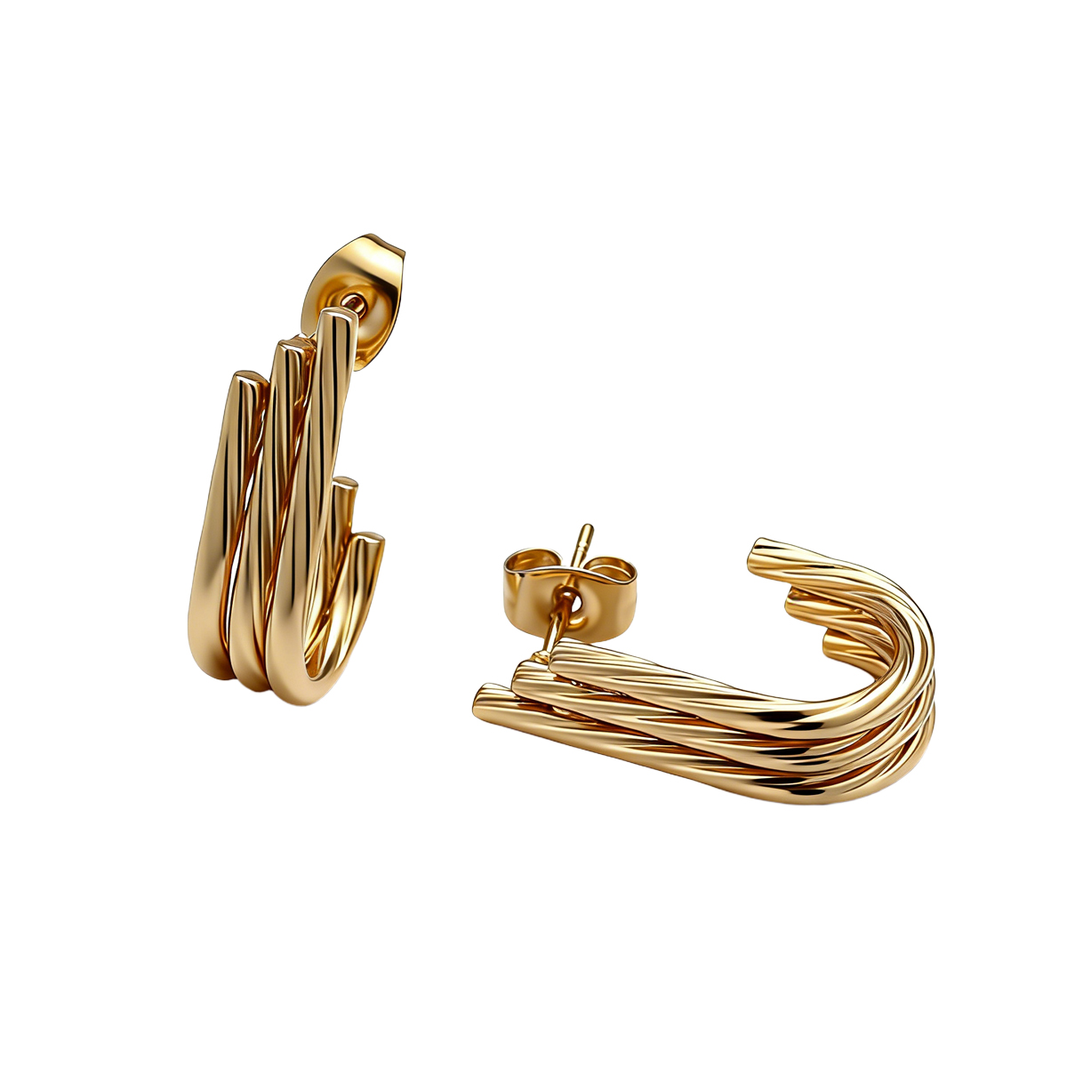 Multi Design Layered Gold Hoop Earrings Pack 6 Pairs Hypoallergenic Tarnish Free Waterproof 18K Plated Women Fashion Jewelry