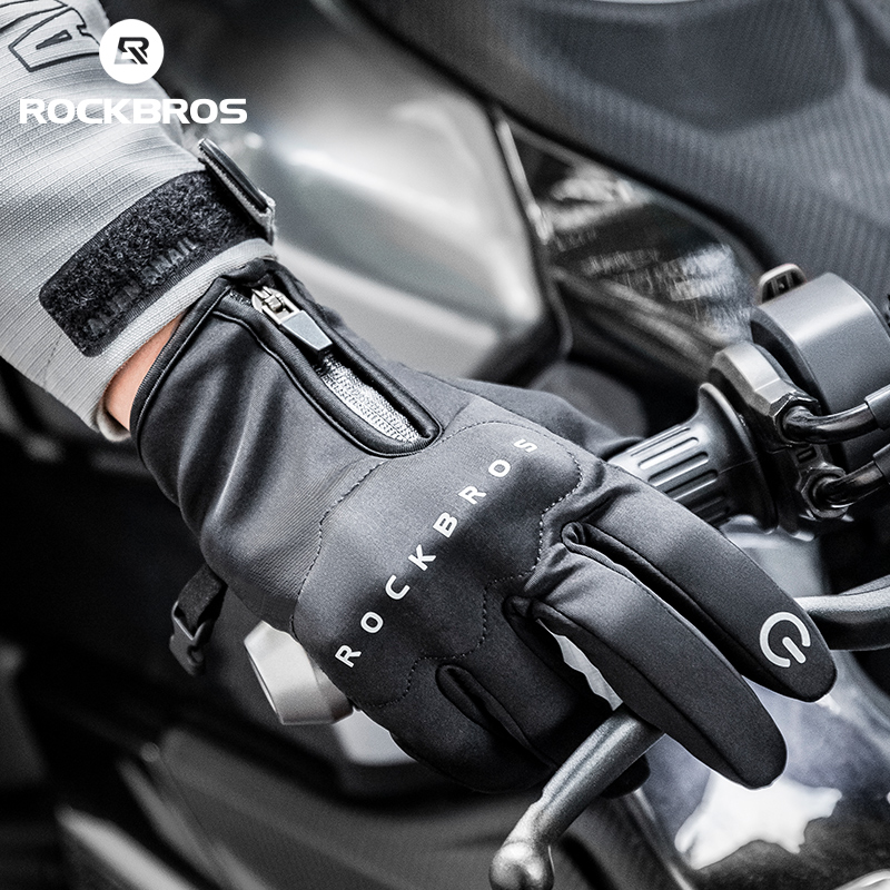 ROCKBROS Autumn Winter Bicycle Motorcycle Gloves Breathable Full Finger Bike Gloves Screen Touch Keep Warm Cycling Gloves