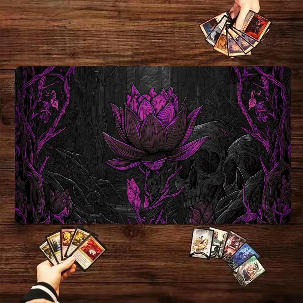 Purple Lotus Large Mouse Pad & TCG Playmat, Non-Slip Desk Mat, Waterproof Card Game Pad for Gamer
