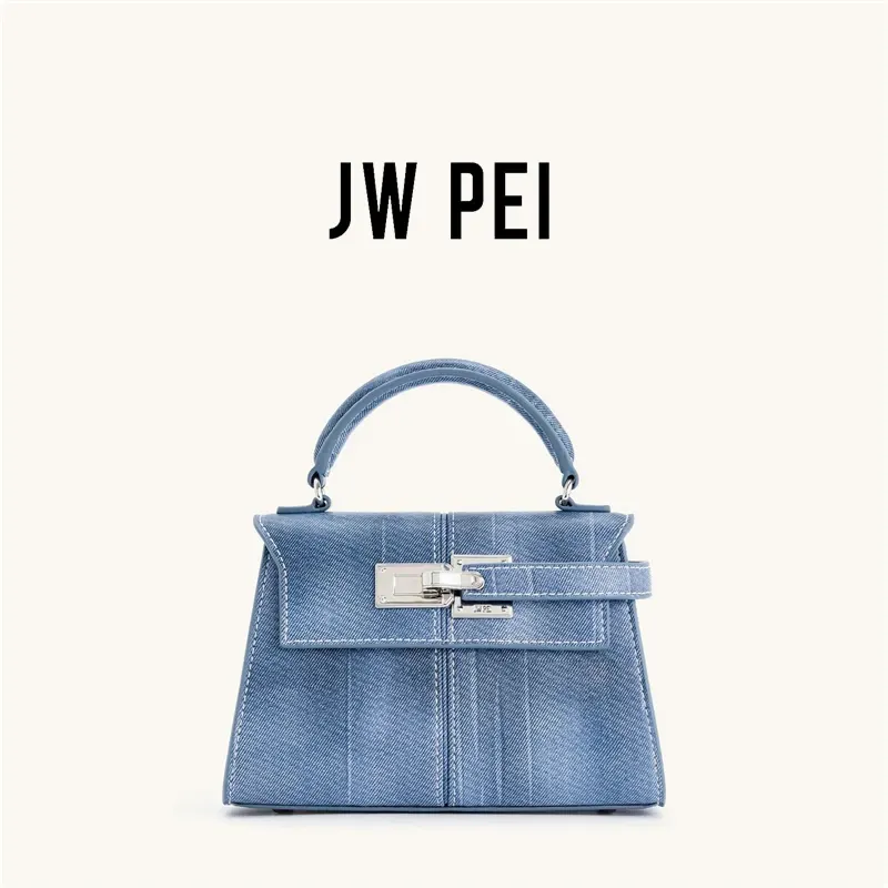 JW PEI Women's Handbag Elise Designer Fashion 2026 New Denim Blue Tote Bag Small Square Crossbody Bag Premium Women Bag